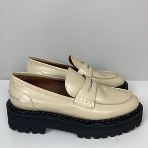 Aquatalia Alexi Ivory Cream Penny Loafer Chunky Lug Sole Platform Preppy sz 8.5